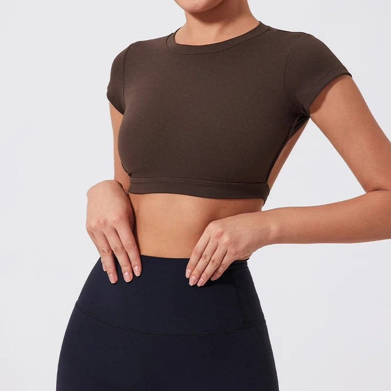 Camiseta Deportiva de Yoga sin Espalda